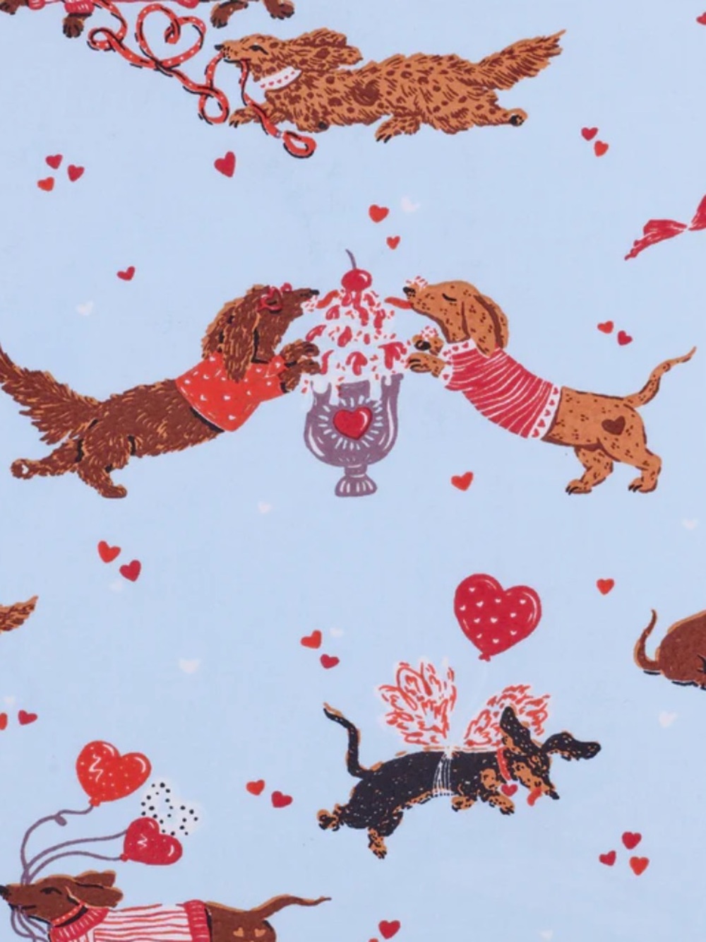 Printfresh 100% Organic Cotton Long PJ Set in Dachshund Date in pale blue - Picture 6 of 15
